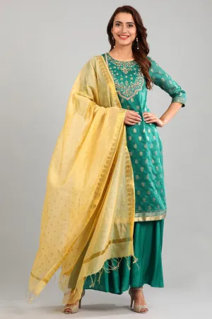 Green Round Neck Printed kurta Set