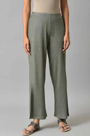 Grey Acrylic Knitted Palazzo Pants