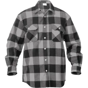 Grey Black - Buffalo Plaid Extra Heavyweight Brawny Flannel Shirt
