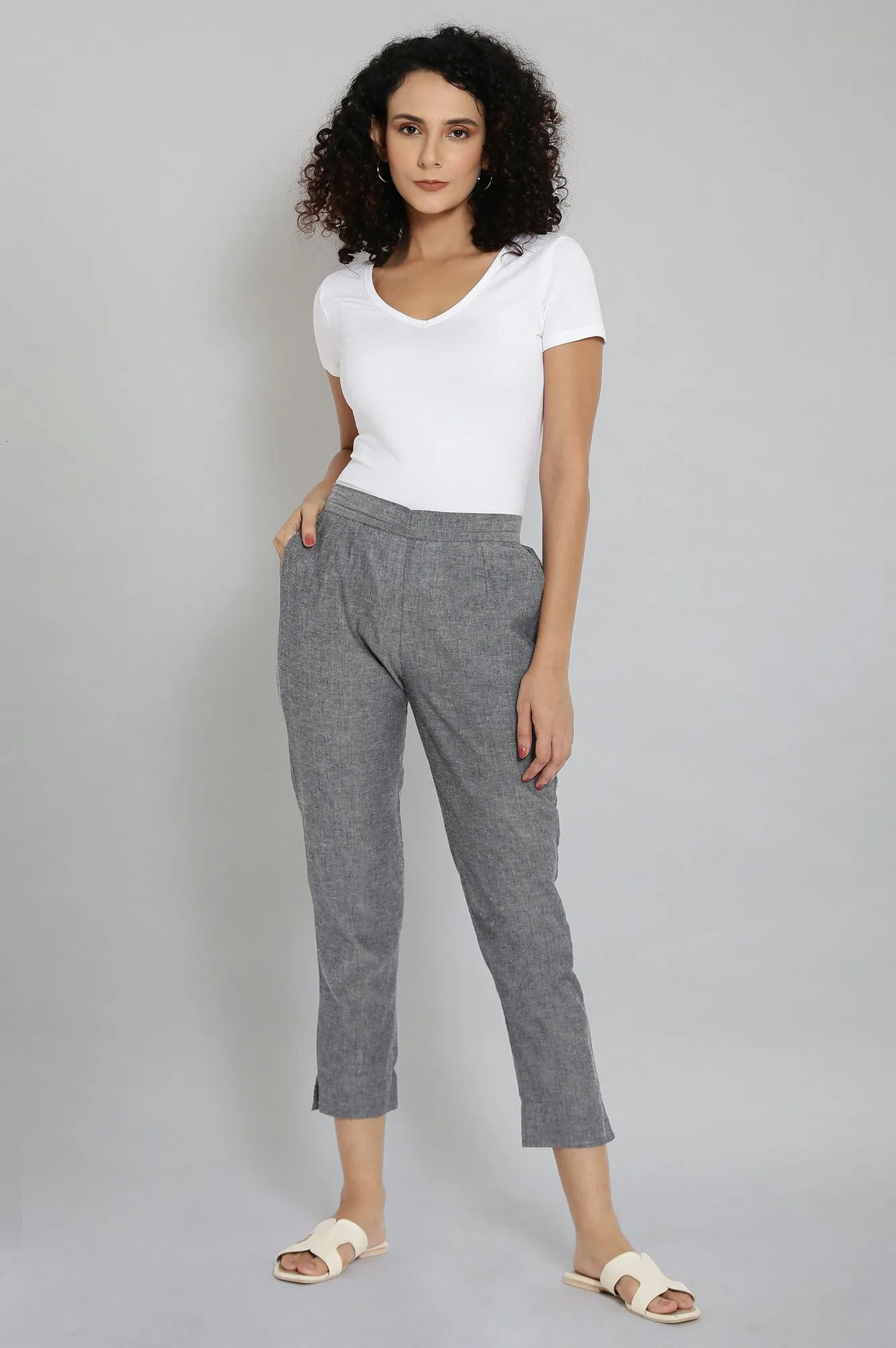 Grey Cotton Trouser