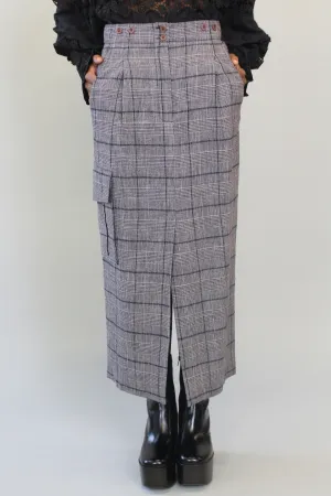 Grey Plaid Trouser Skirt