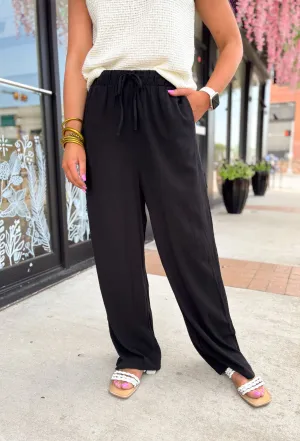 Hallie Linen Pants in Black