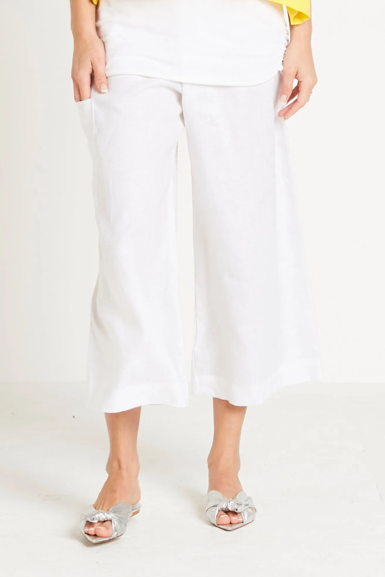 Handkerchief Linen Crop Gaucho Pants