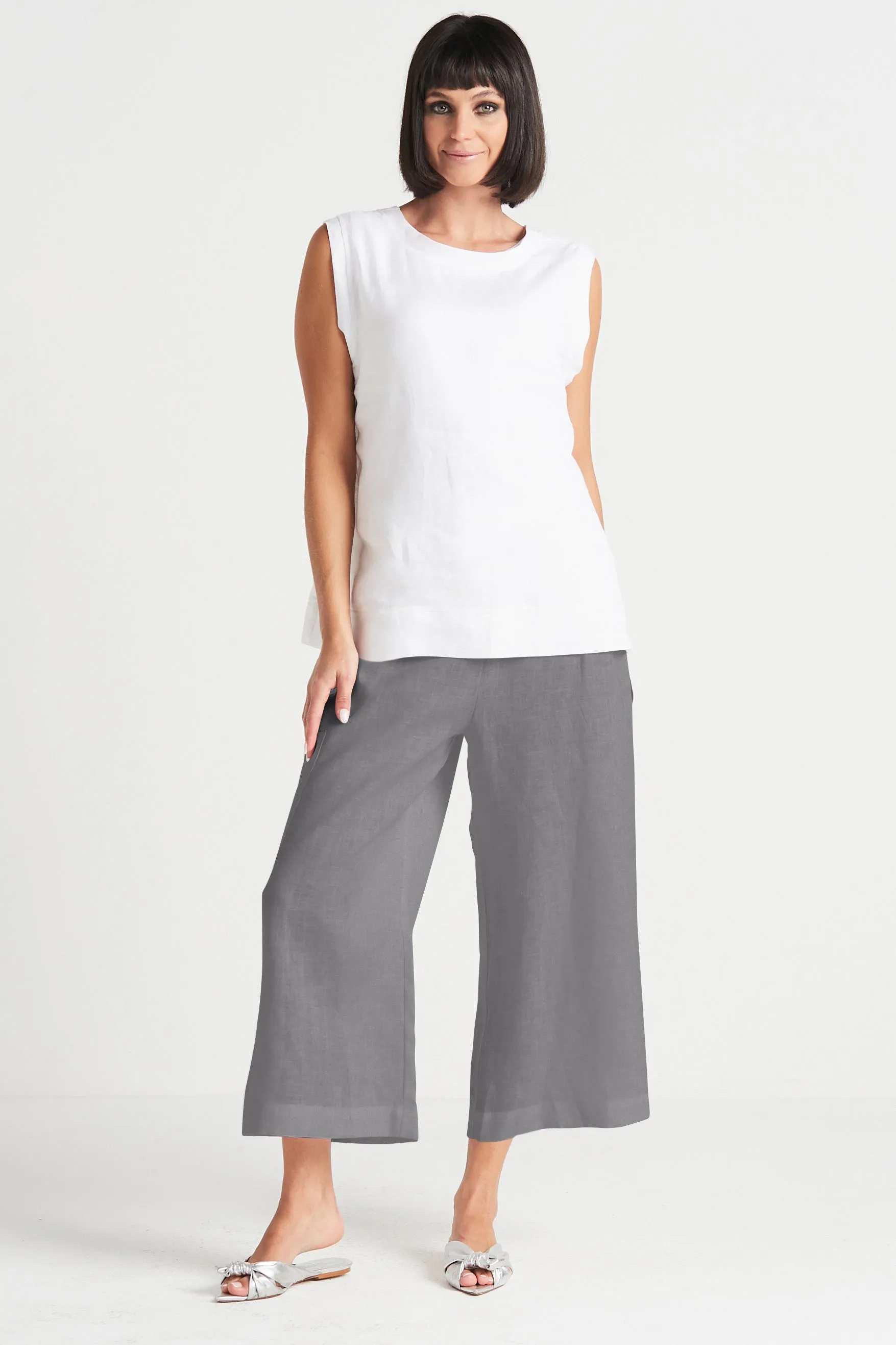 Handkerchief Linen Crop Gaucho Pants