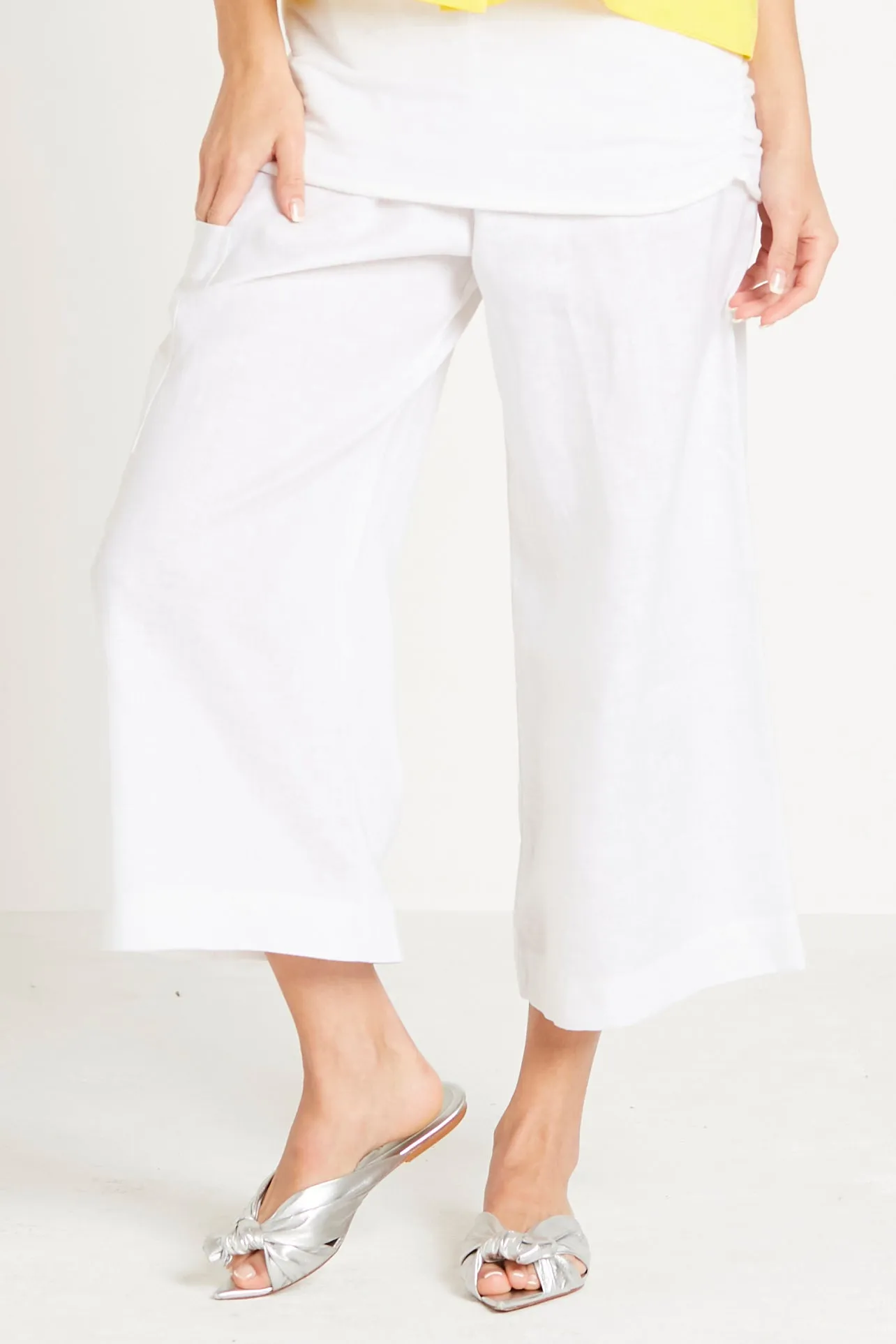 Handkerchief Linen Crop Gaucho Pants