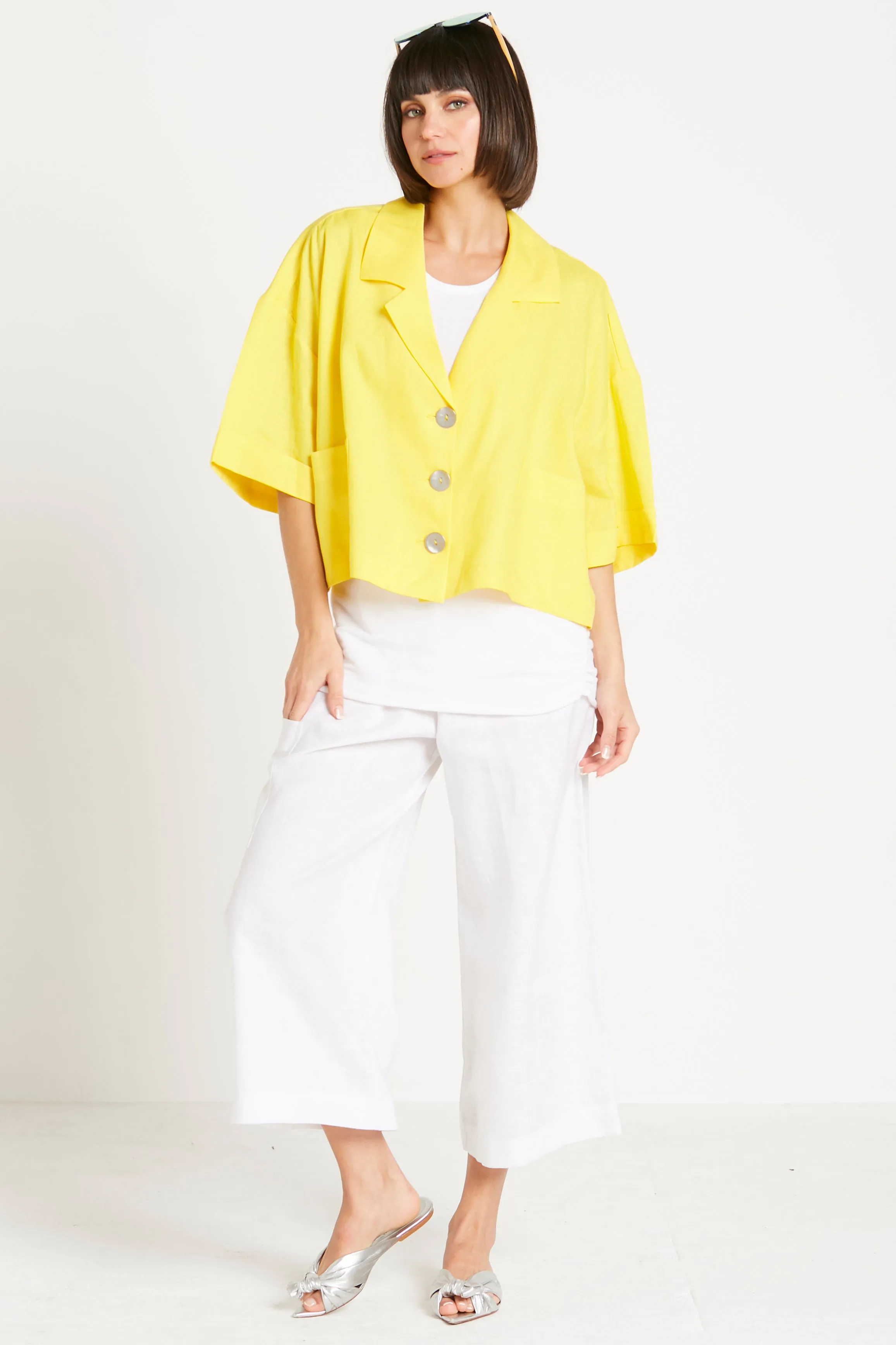 Handkerchief Linen Crop Gaucho Pants