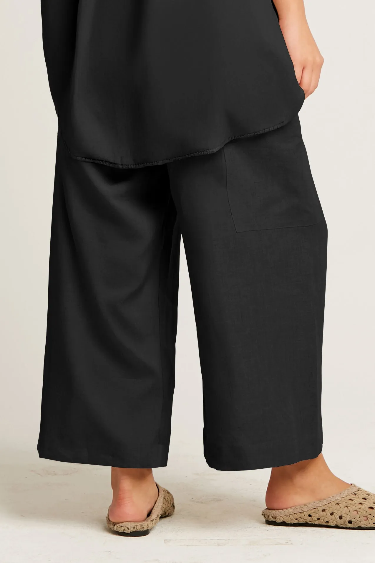 Handkerchief Linen Crop Gaucho Pants