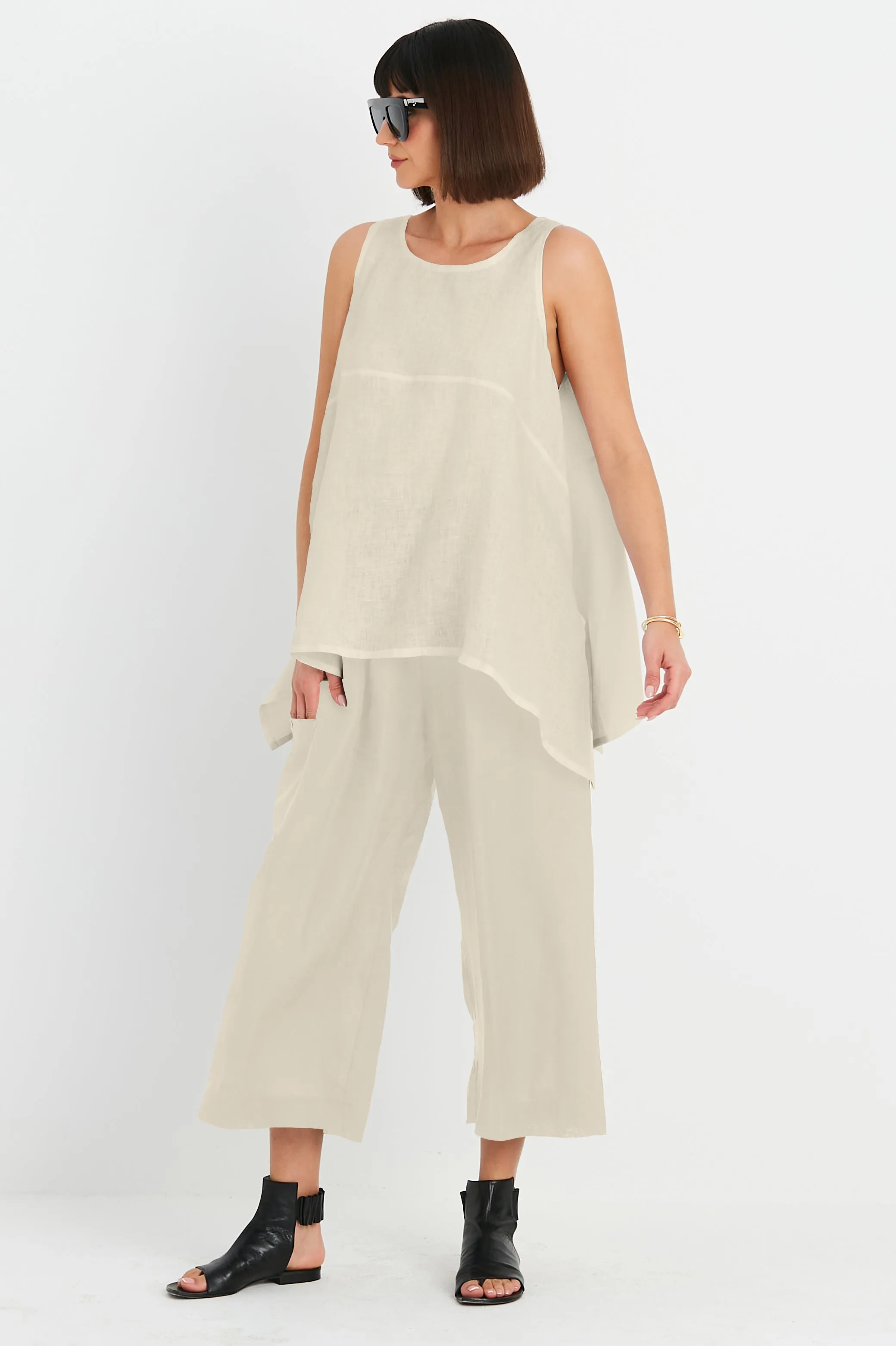 Handkerchief Linen Crop Gaucho Pants