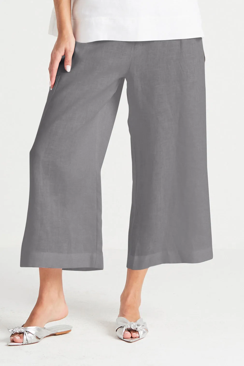 Handkerchief Linen Crop Gaucho Pants