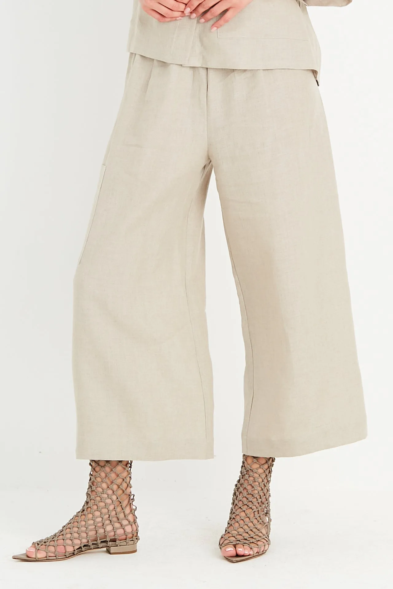 Handkerchief Linen Crop Gaucho Pants