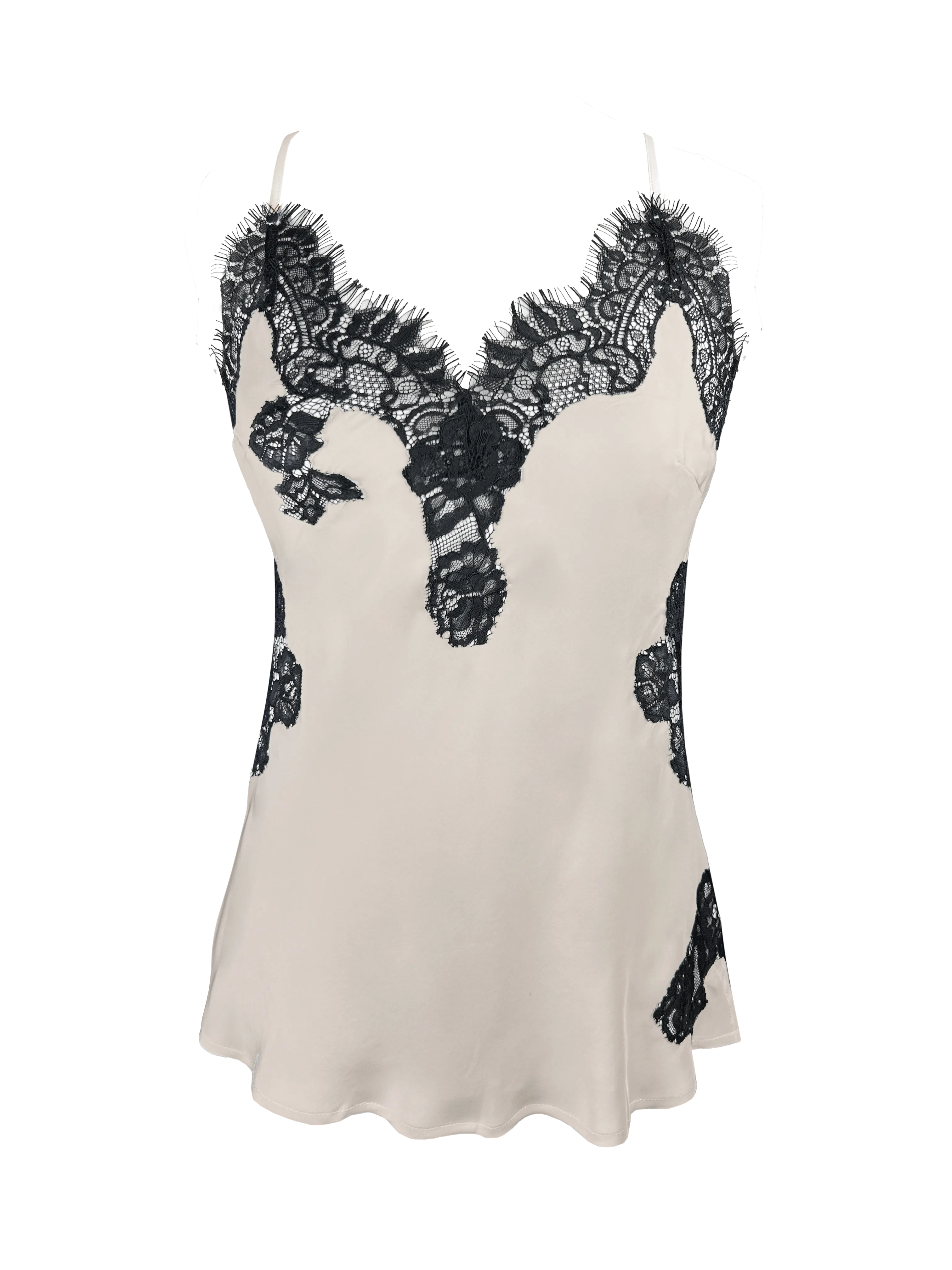 Harper Bias Cami - Antique White / Black