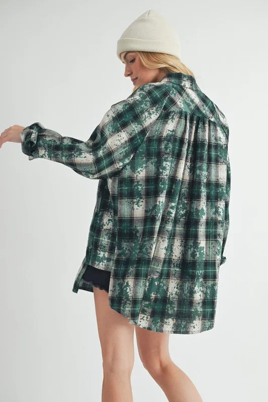 Hazel Blues® |  Aemi   Co Washed Plaid Button Up Raglan Sleeve Flannel Shirt