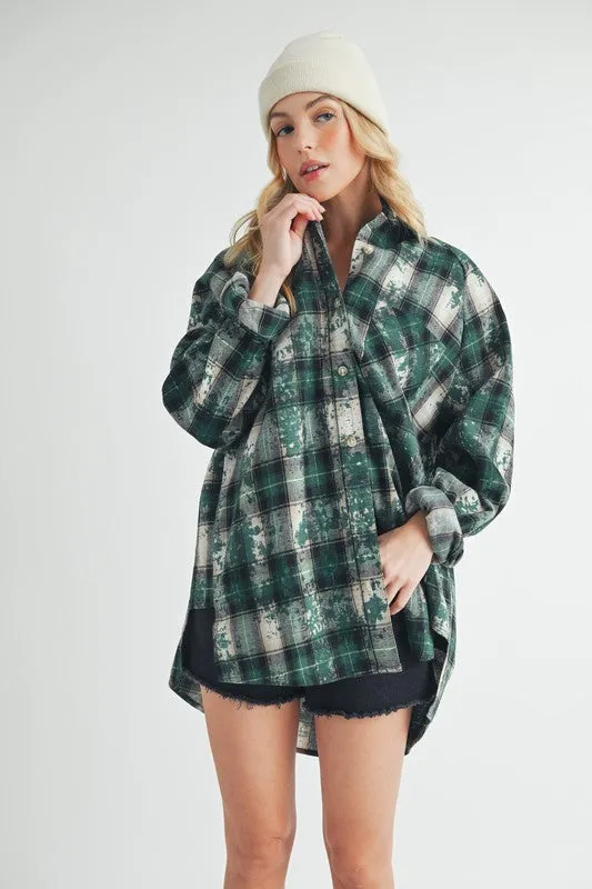 Hazel Blues® |  Aemi   Co Washed Plaid Button Up Raglan Sleeve Flannel Shirt