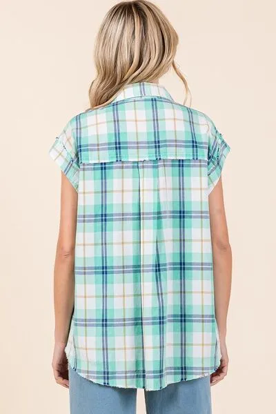 Hazel Blues® |  Mittoshop Mineral Wash Plaid Button Down Shirt