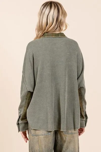 Hazel Blues® |  Mittoshop Mineral Washed Plaid Button Down Shacket