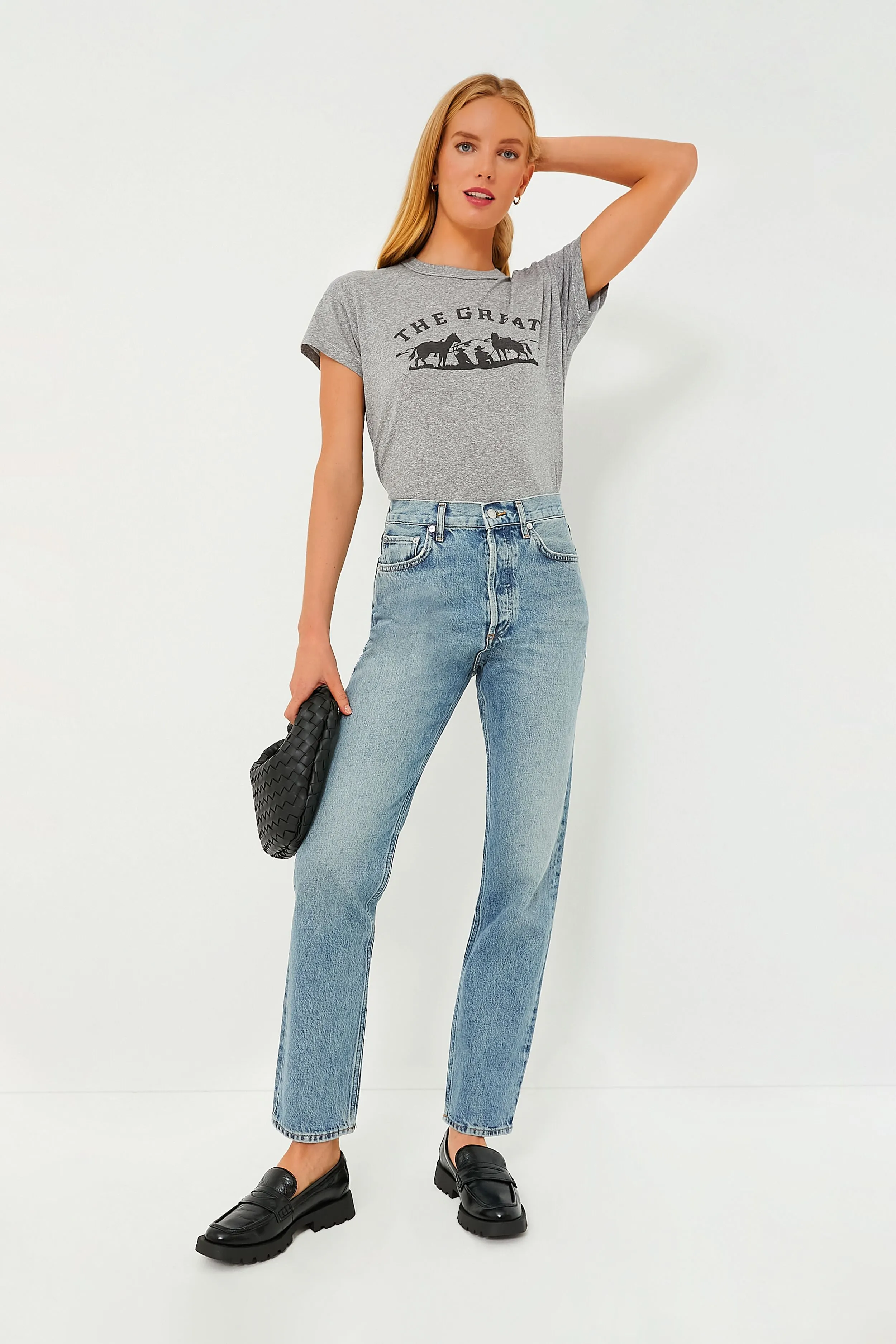 Heather Grey The Boxy Crew with Gaucho Graphic