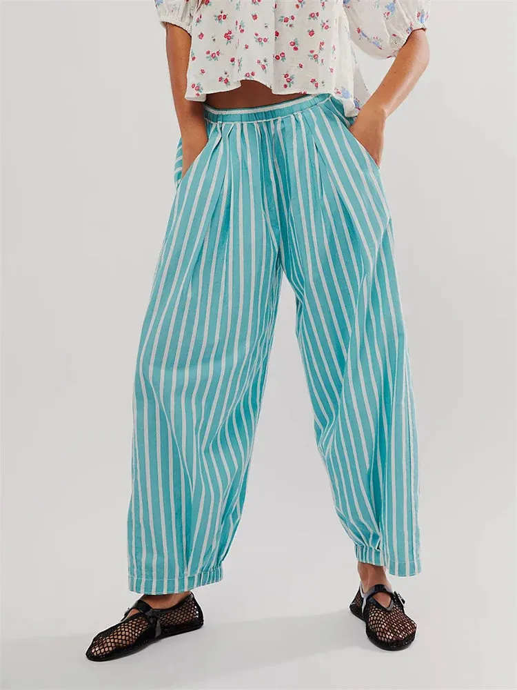 Herin Striped Print Harem Boxer Trousers