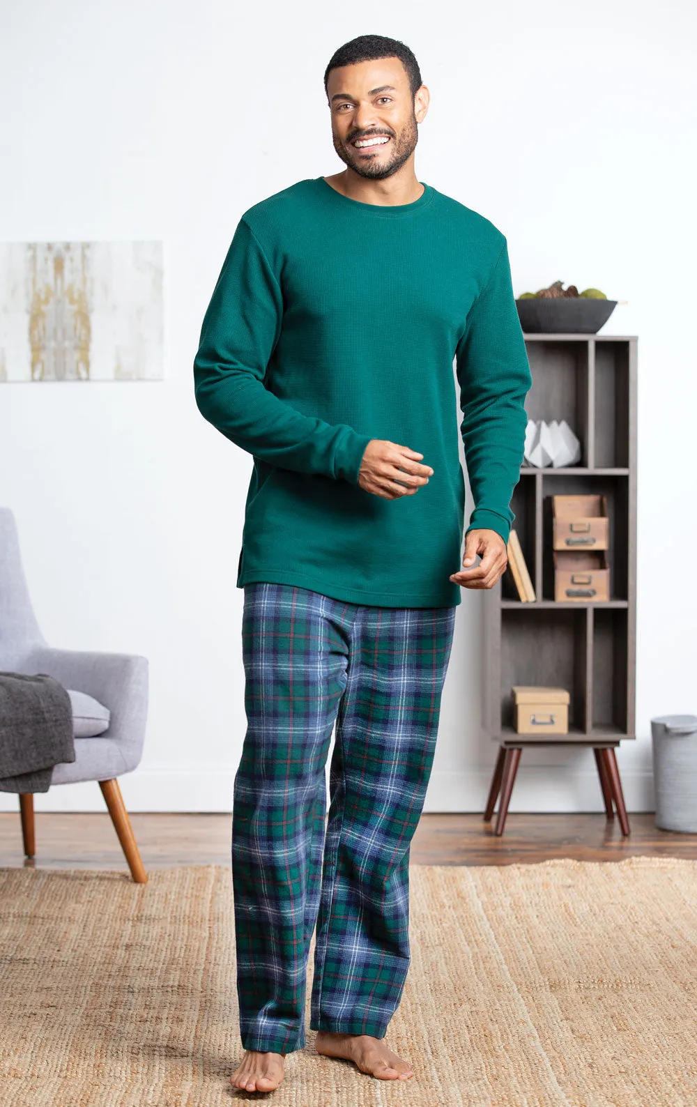 Heritage Plaid Thermal Top Men's Pajamas - Pet & Owner