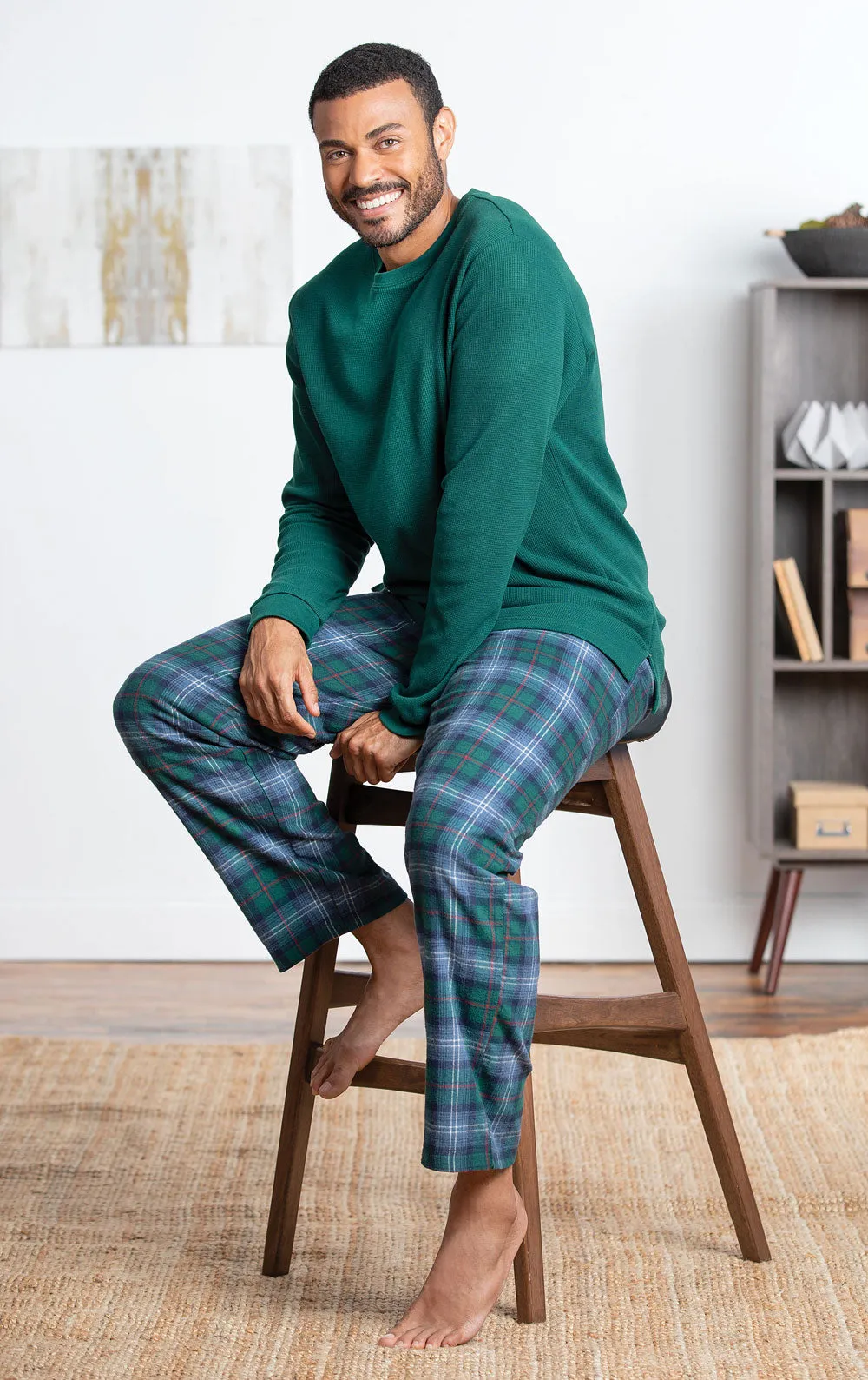 Heritage Plaid Thermal Top Men's Pajamas - Pet & Owner