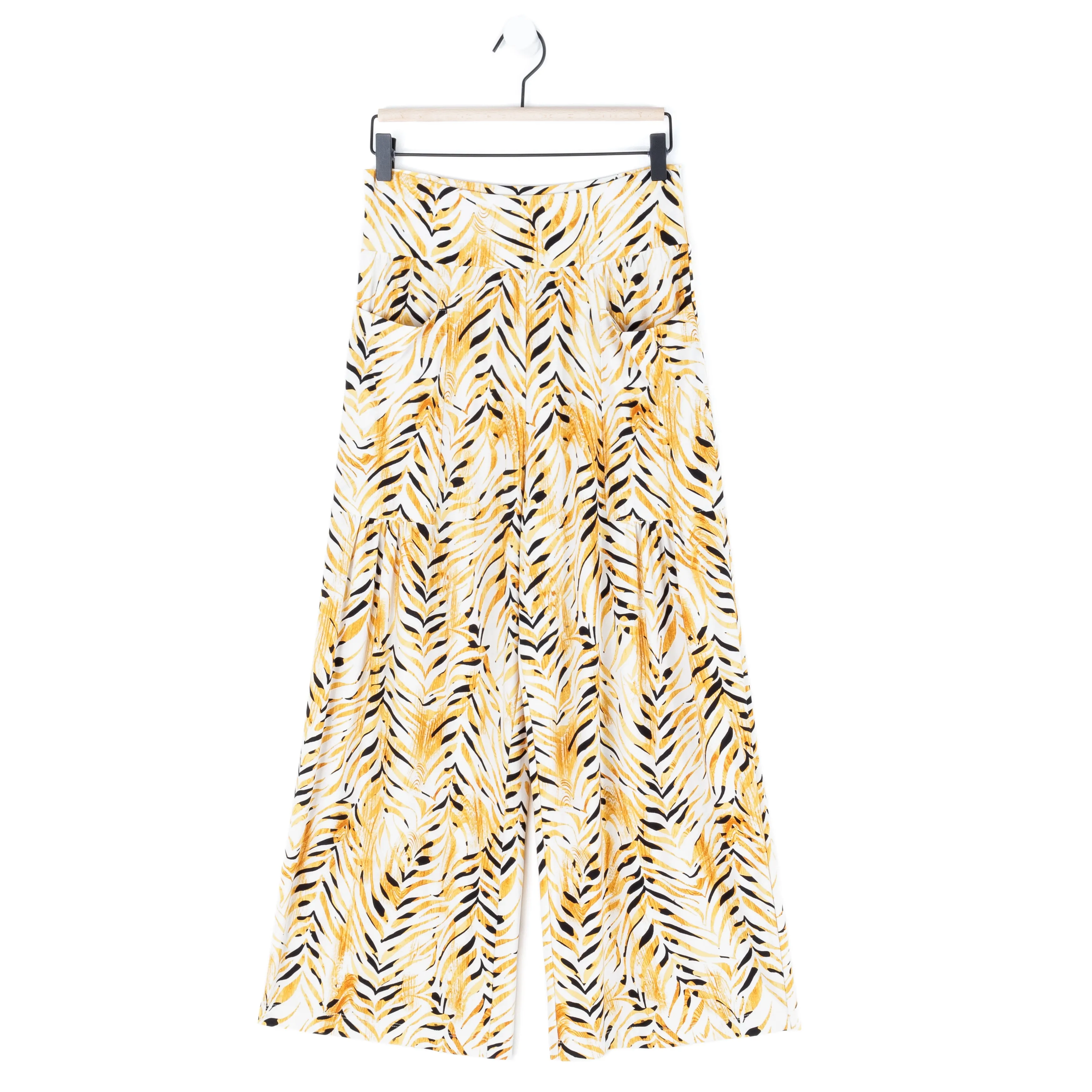 High Rise Scrunch Pocket Gaucho Pant - Wild Leaves - Final Sale!