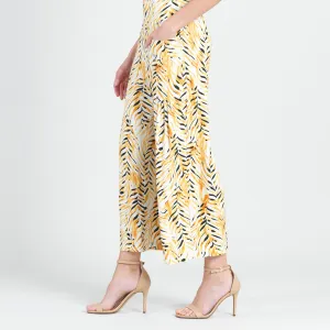 High Rise Scrunch Pocket Gaucho Pant - Wild Leaves - Final Sale!