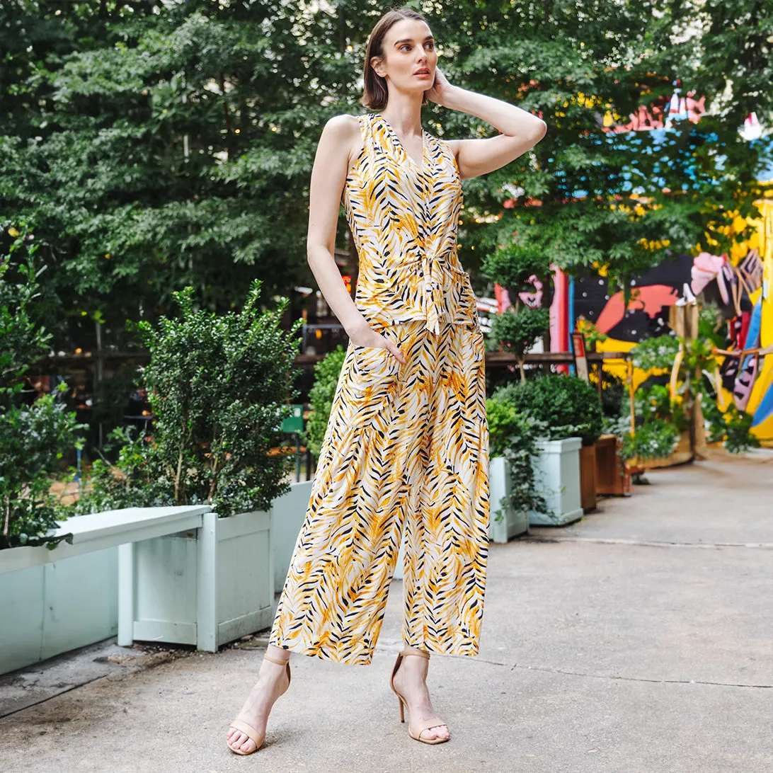 High Rise Scrunch Pocket Gaucho Pant - Wild Leaves - Final Sale!