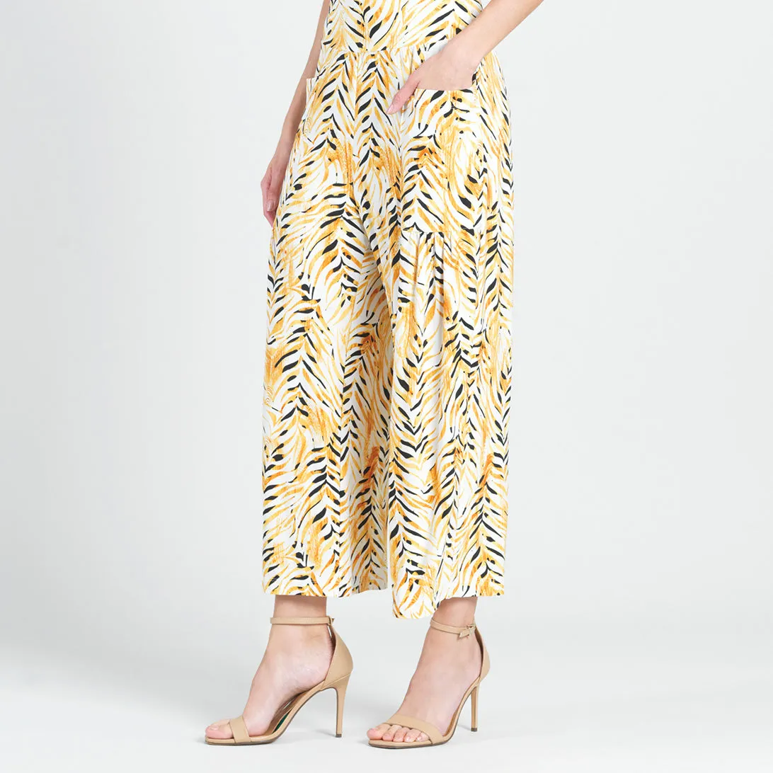High Rise Scrunch Pocket Gaucho Pant - Wild Leaves - Final Sale!