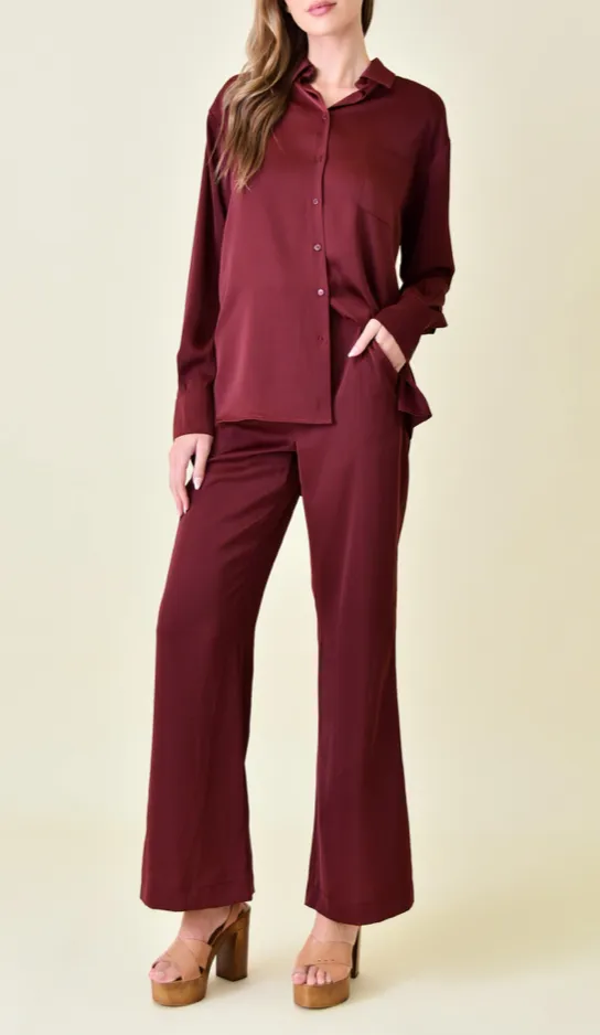 High Rise Slim Wide Leg Pants