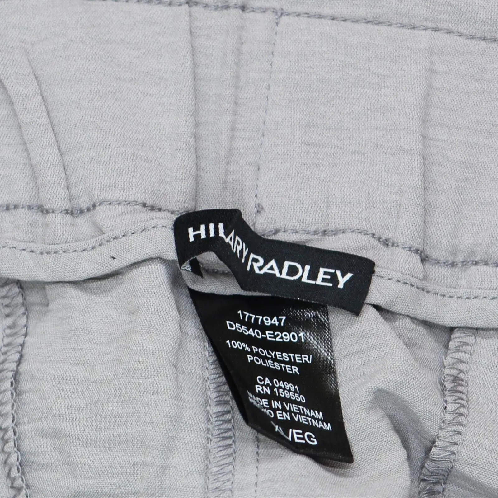 Hilary Radley Womens Wide Leg Crinkle Pants With Elasticwaistband Gray XL