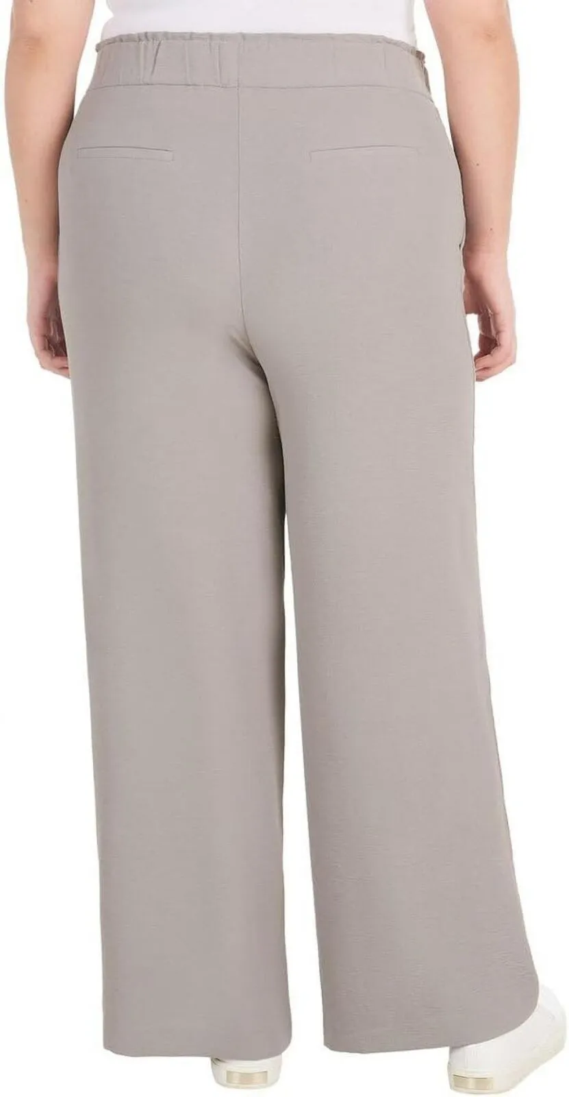 Hilary Radley Womens Wide Leg Crinkle Pants With Elasticwaistband Gray XL