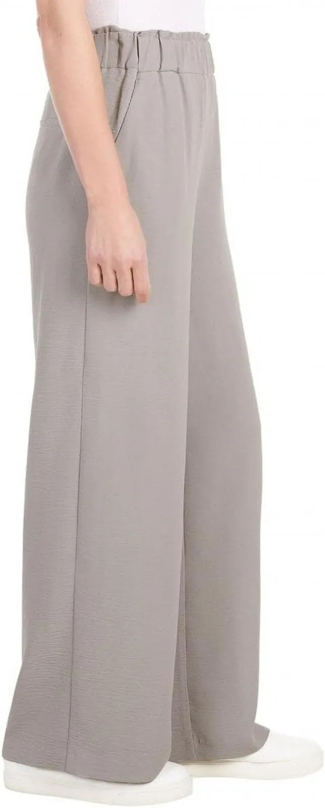 Hilary Radley Womens Wide Leg Crinkle Pants With Elasticwaistband Gray XL