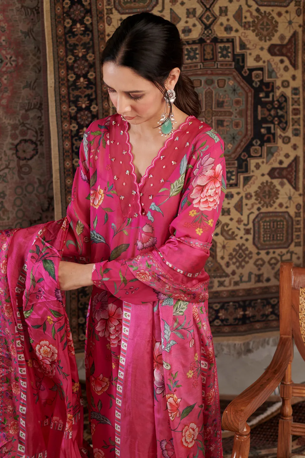 Hot Pink Kurta Set Of 3