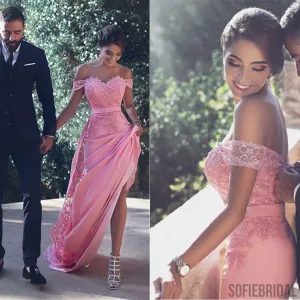Hot Pink Off Shoulder Sexy Mermaid Lace Prom Dresses, Dresses For Prom, PD0212