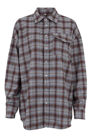 HUR1372 Cozy Plaid Overshirt Top
