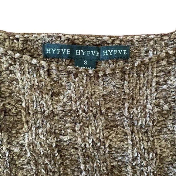 HYFVE WOMENS CHOCOLATE BROWN SOFT LONG SLEEVE CROP TOP SWEATER SZ: S/M/L