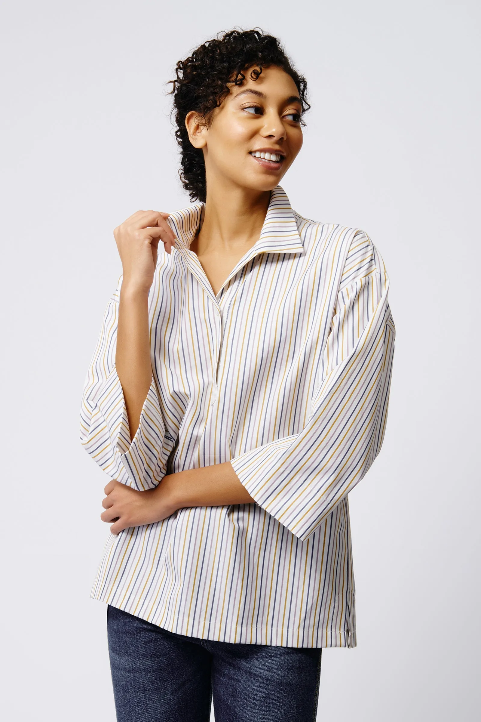 Ida Drop Shoulder Tunic - Multi Stripe
