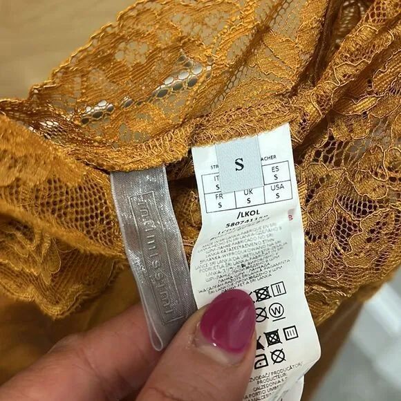Intimissimi Gold Amber Pure Silk Lace Nightdress Slip Chemise Size S