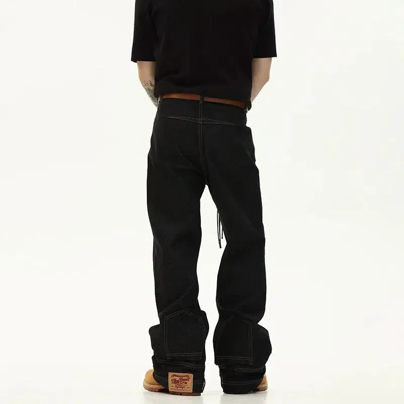Inverted Wide-leg Denim Jeans