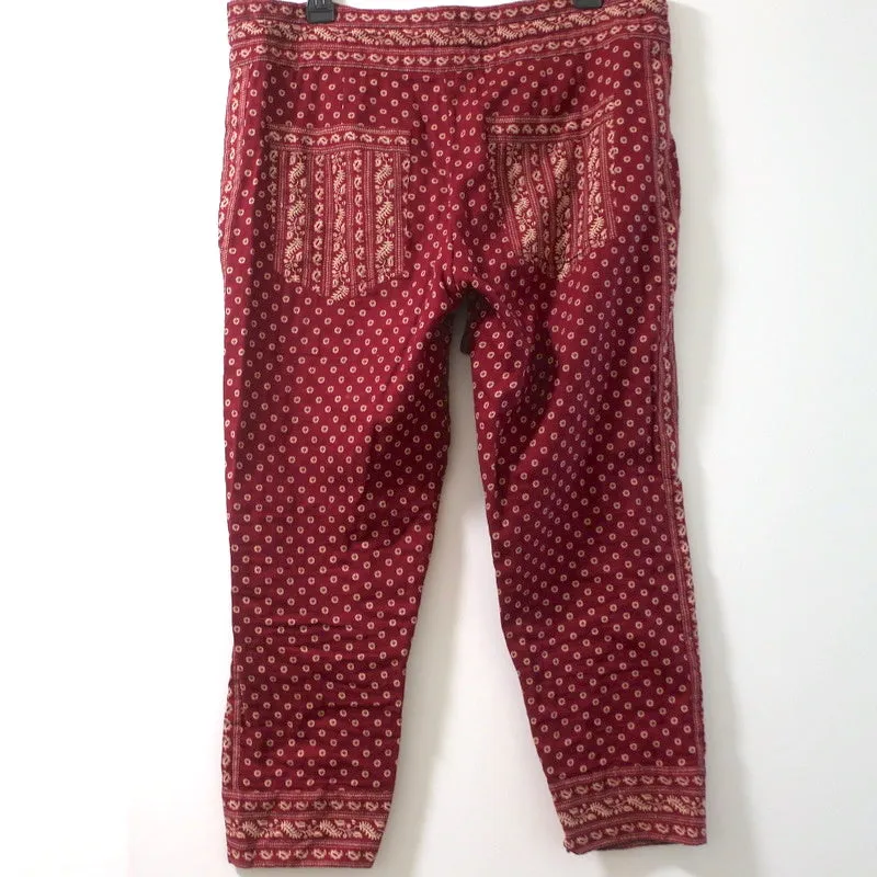 Isabel Marant Etoile Drawstring Pants Loli Red Printed Cotton Size 38