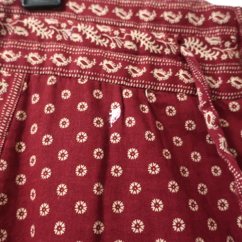 Isabel Marant Etoile Drawstring Pants Loli Red Printed Cotton Size 38