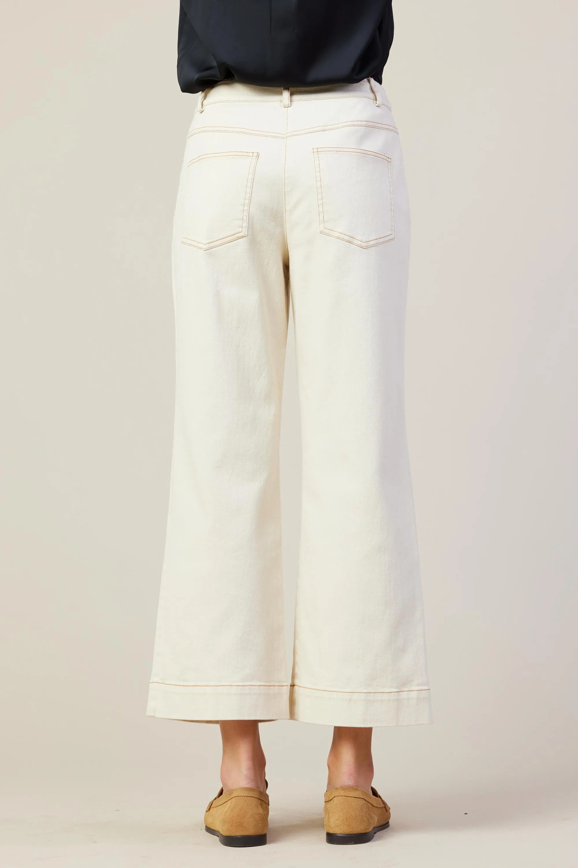 Ivory Cotton Twill Pants