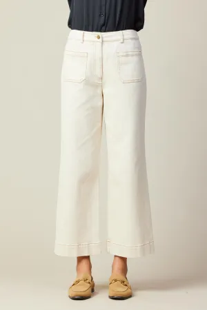 Ivory Cotton Twill Pants