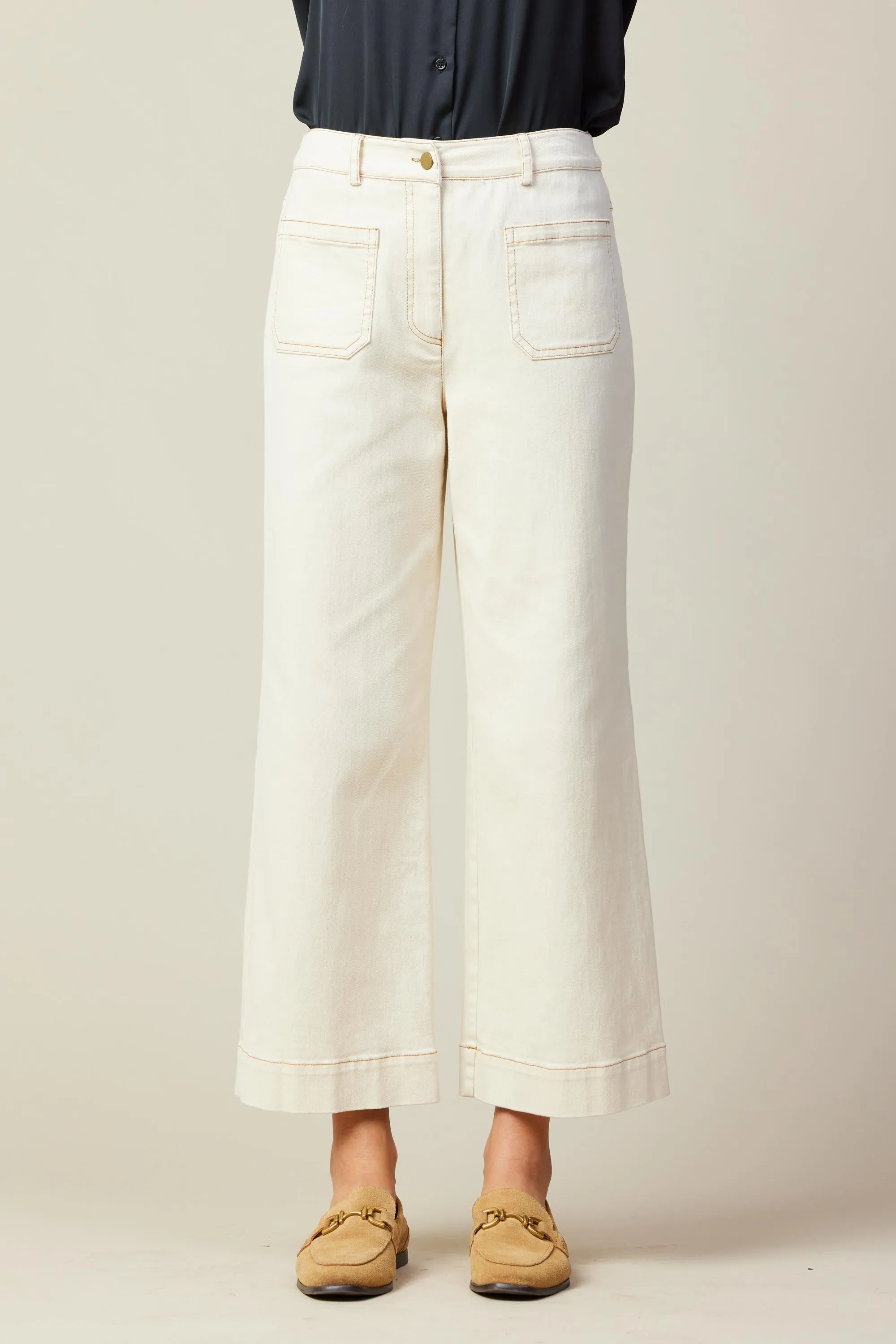 Ivory Cotton Twill Pants