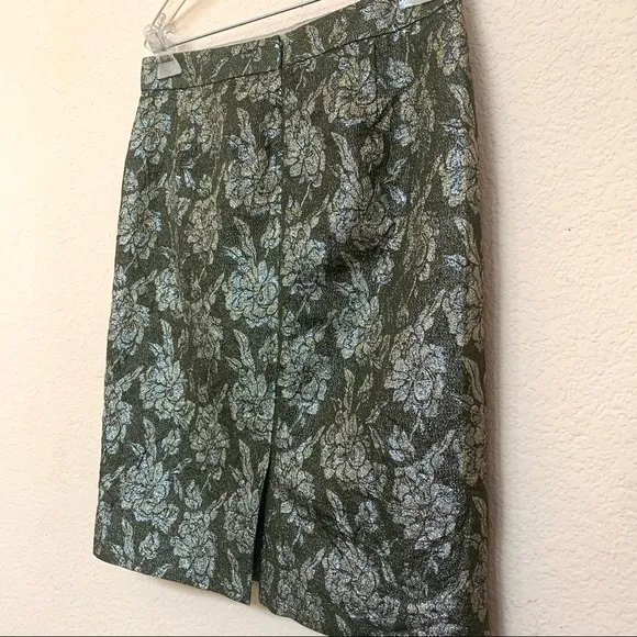J. Crew Collection Green Gold Silk Floral Lace B2/16