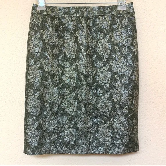 J. Crew Collection Green Gold Silk Floral Lace B2/16