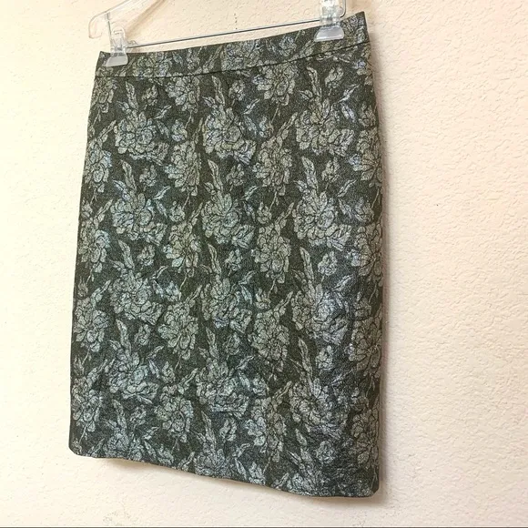 J. Crew Collection Green Gold Silk Floral Lace B2/16
