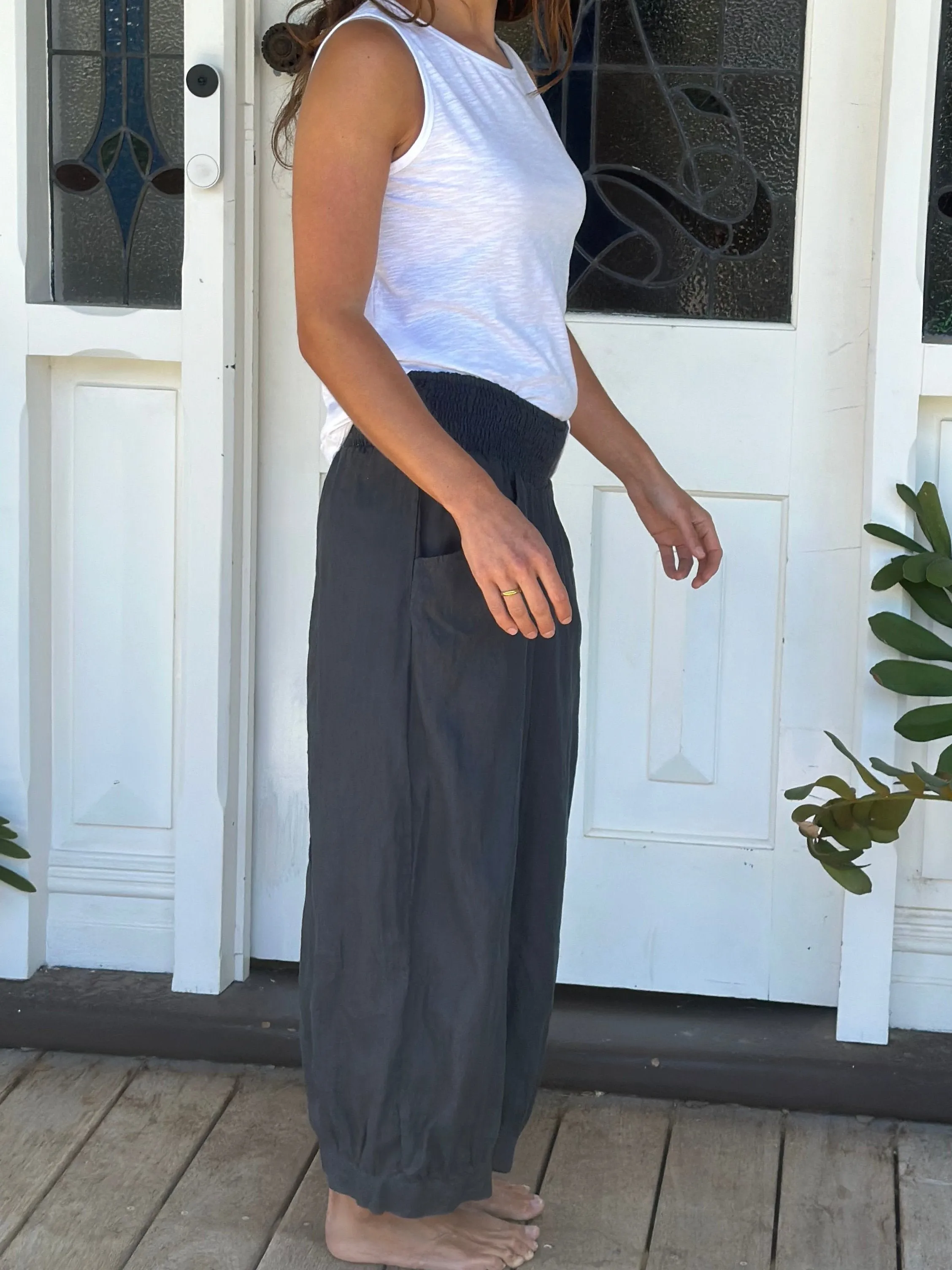 jackie pant - charcoal linen