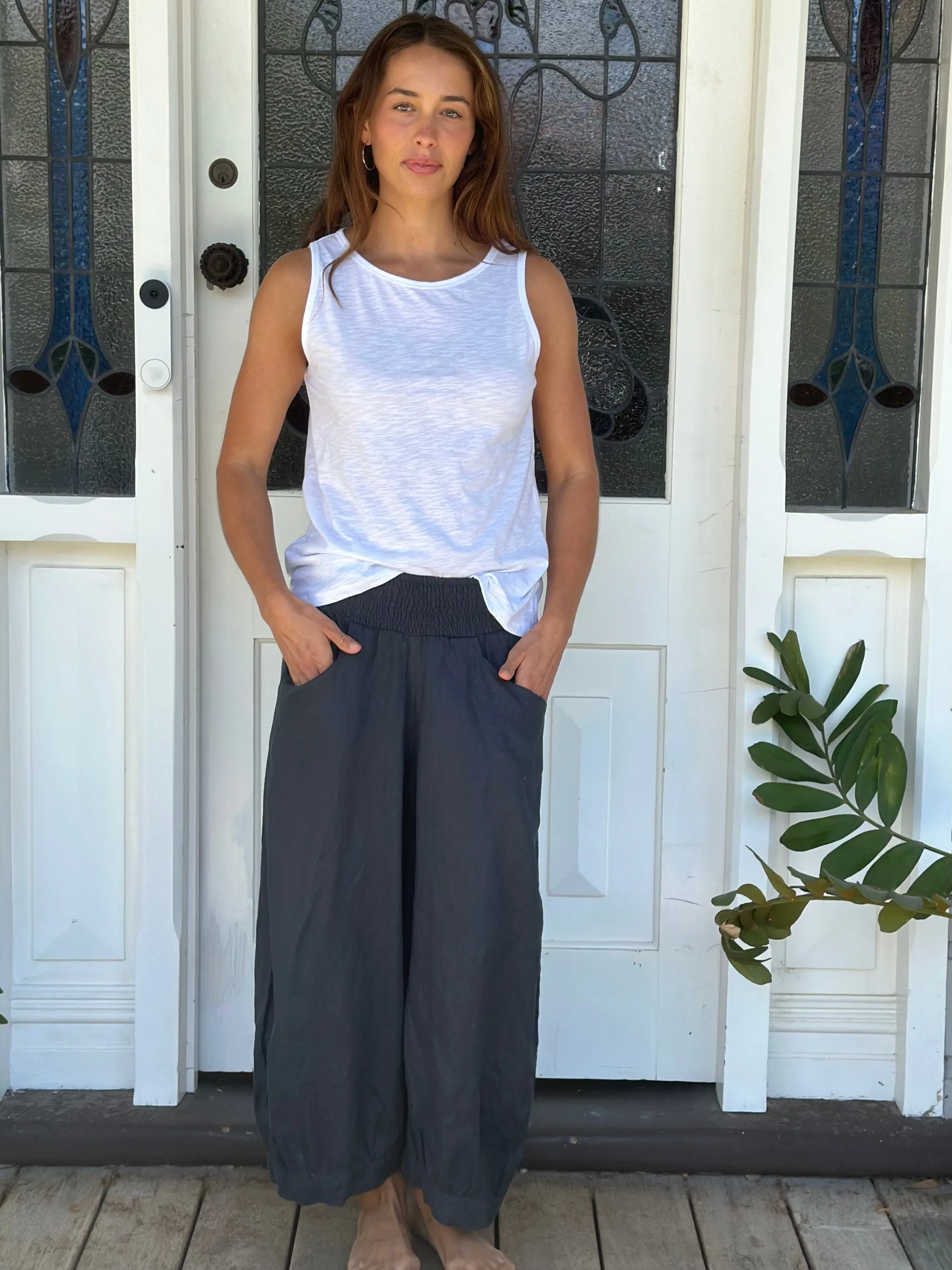 jackie pant - charcoal linen