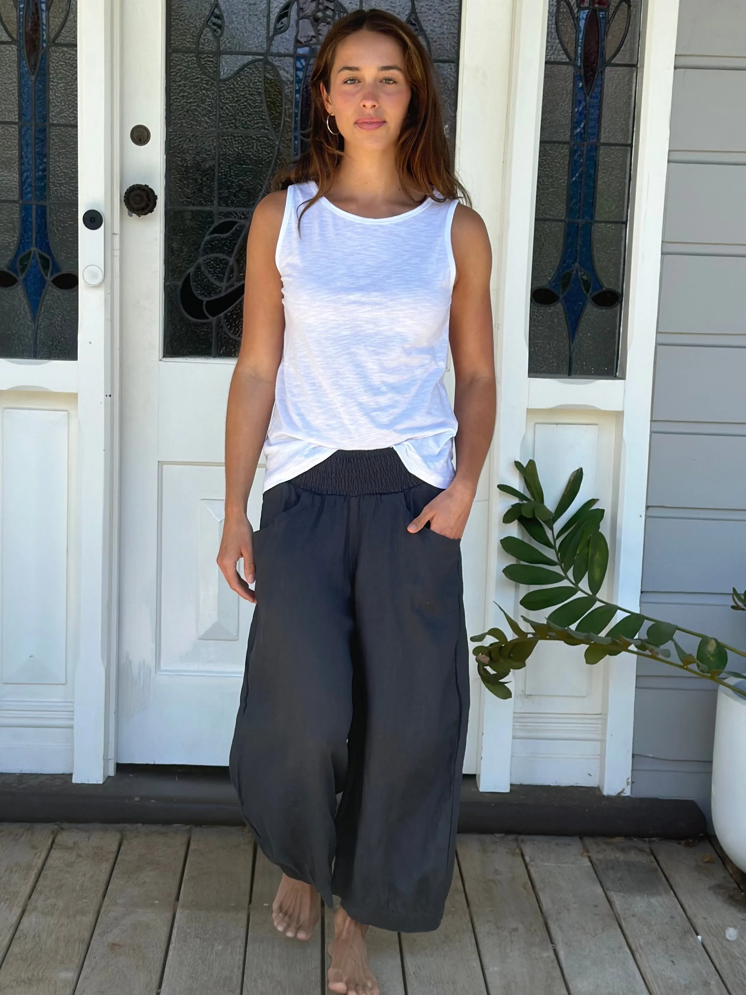 jackie pant - charcoal linen