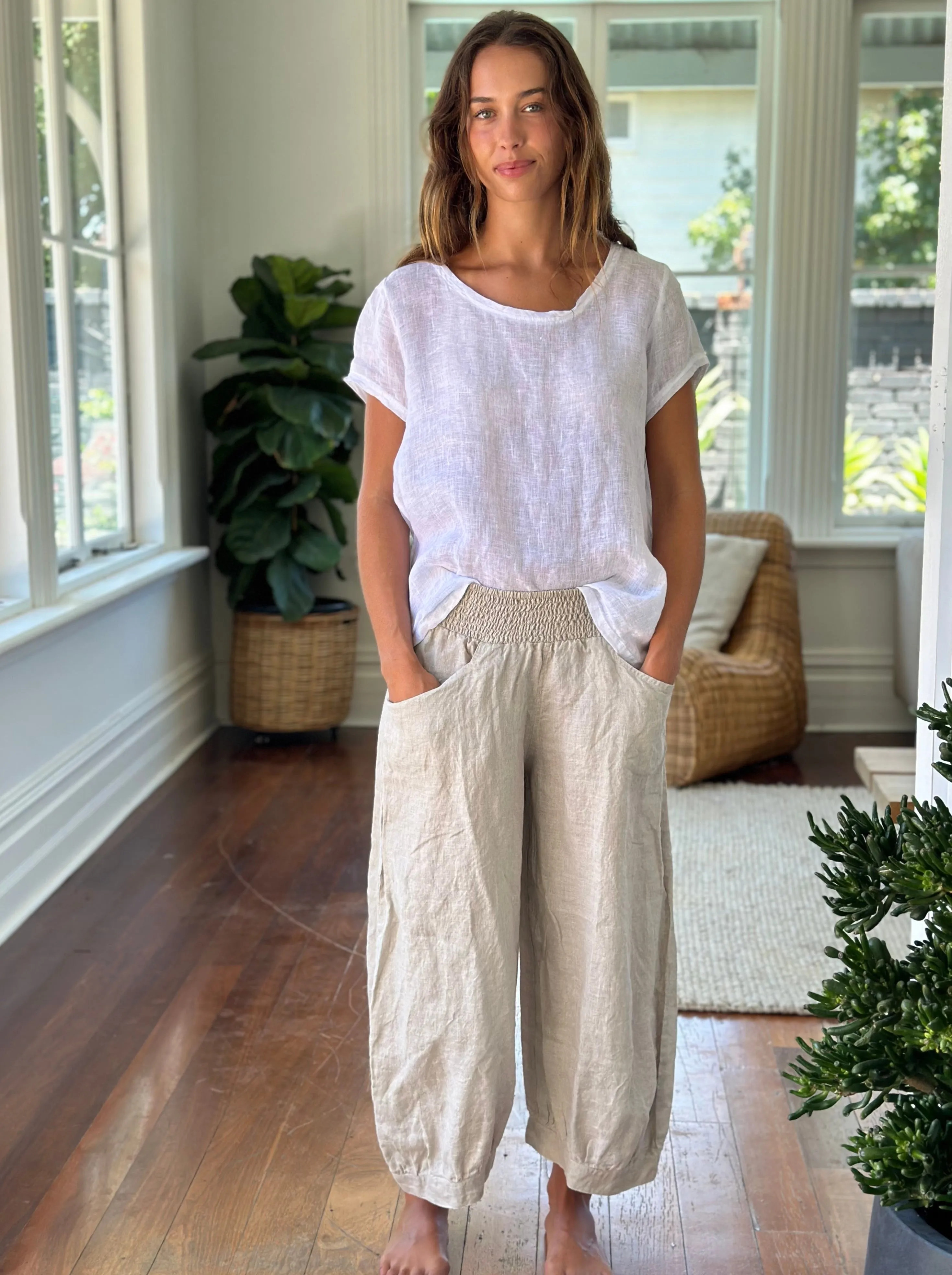 jackie pant - natural linen